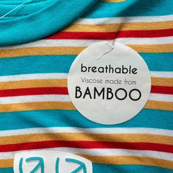 Mick Mack LTD Bamboo Shortsleeve Set Size 4T NWT Red Blue Striped Puppies Soft - Picture 5 of 7